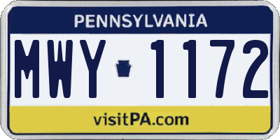 PA license plate MWY1172