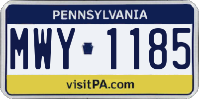 PA license plate MWY1185