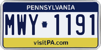 PA license plate MWY1191