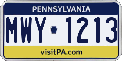 PA license plate MWY1213