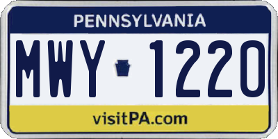 PA license plate MWY1220