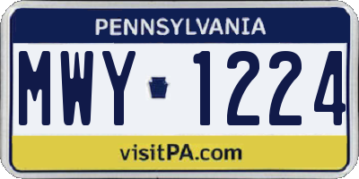 PA license plate MWY1224