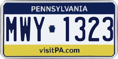 PA license plate MWY1323
