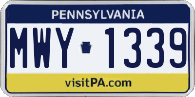 PA license plate MWY1339
