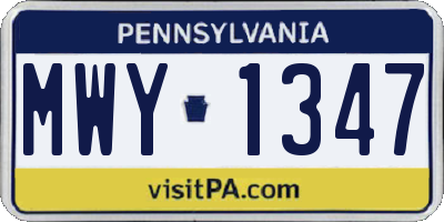 PA license plate MWY1347