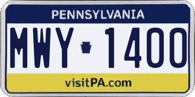 PA license plate MWY1400