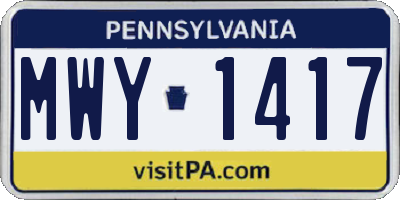 PA license plate MWY1417