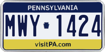 PA license plate MWY1424