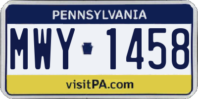 PA license plate MWY1458