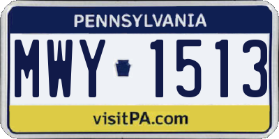 PA license plate MWY1513