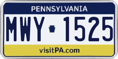 PA license plate MWY1525