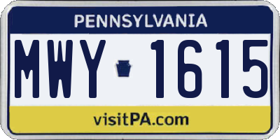 PA license plate MWY1615
