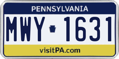PA license plate MWY1631