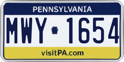 PA license plate MWY1654