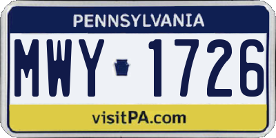 PA license plate MWY1726