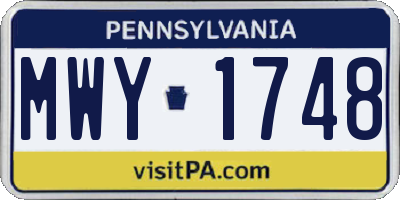 PA license plate MWY1748