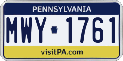 PA license plate MWY1761
