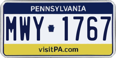 PA license plate MWY1767