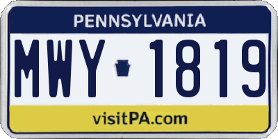 PA license plate MWY1819