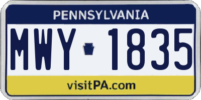 PA license plate MWY1835