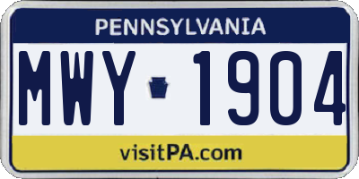PA license plate MWY1904