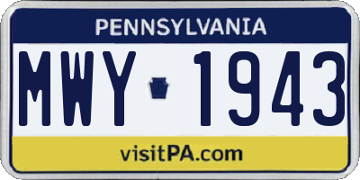 PA license plate MWY1943