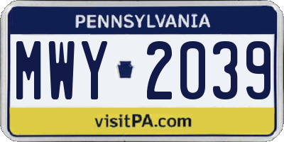 PA license plate MWY2039