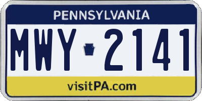 PA license plate MWY2141