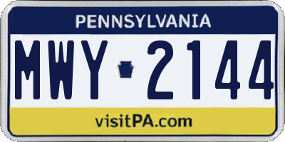 PA license plate MWY2144