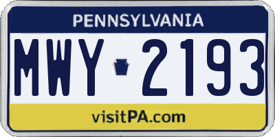PA license plate MWY2193