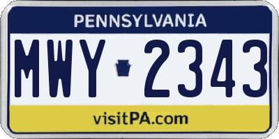 PA license plate MWY2343