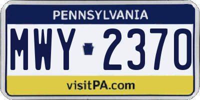 PA license plate MWY2370
