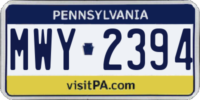 PA license plate MWY2394