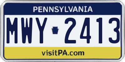 PA license plate MWY2413