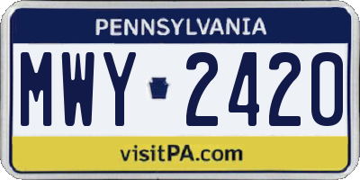 PA license plate MWY2420