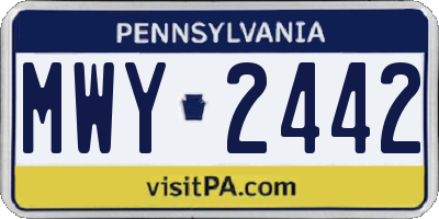 PA license plate MWY2442