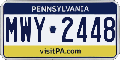 PA license plate MWY2448