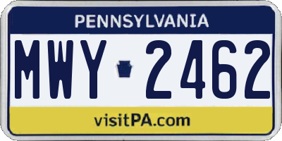 PA license plate MWY2462