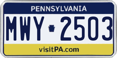 PA license plate MWY2503