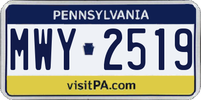 PA license plate MWY2519