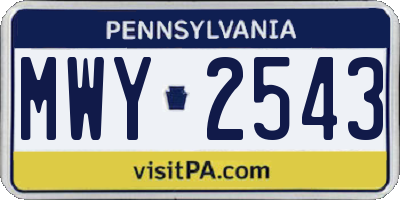 PA license plate MWY2543