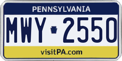 PA license plate MWY2550