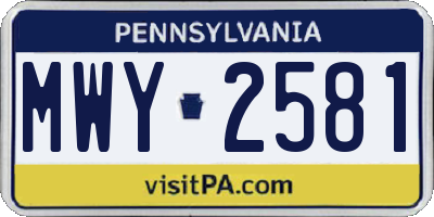 PA license plate MWY2581