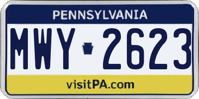 PA license plate MWY2623