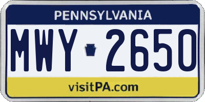 PA license plate MWY2650