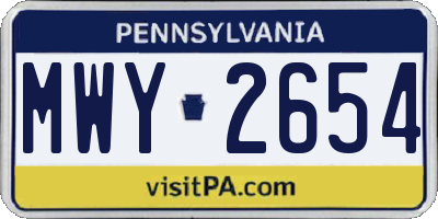 PA license plate MWY2654