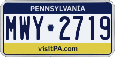 PA license plate MWY2719