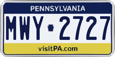 PA license plate MWY2727