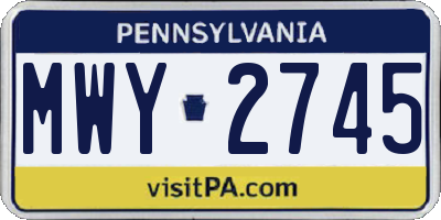 PA license plate MWY2745