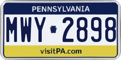 PA license plate MWY2898